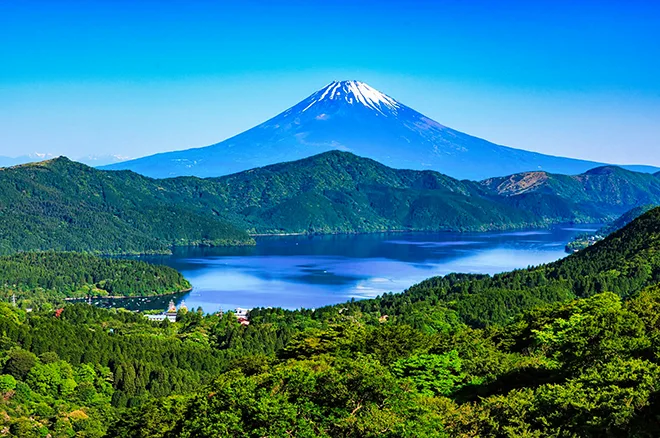 Mount Fuji viewed from Lake Kawaguchiko during a private guided day tour in Yamanashi