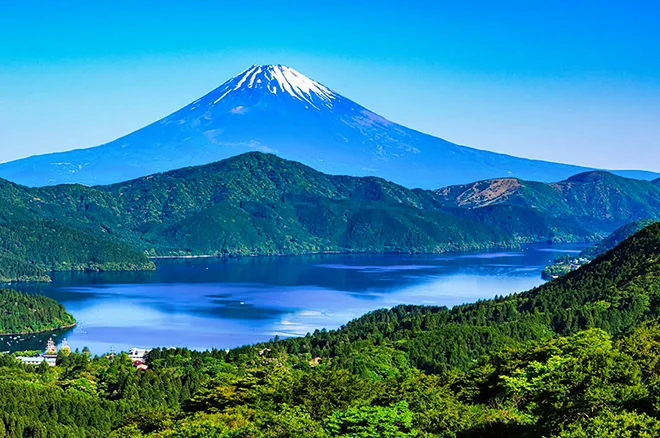 Mt Fuji and Fuji Five Lakes landscape in Yamanashi, Japan