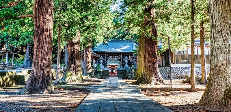 Kawaguchiko Asama Shrine and its ancient cedar trees, hitsorical temples in the Fuji Five Lakes area of Yamanashi